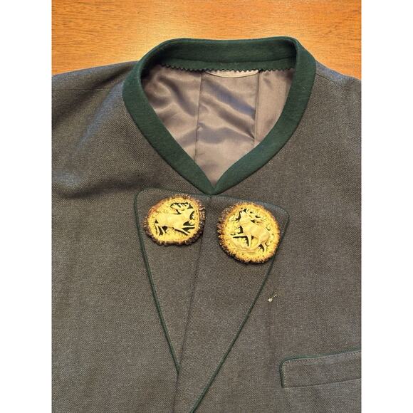 German Octoberfest Wool Jacket With Horn Buttons And Stag Decor Hirmer Munich - Picture 14 of 16